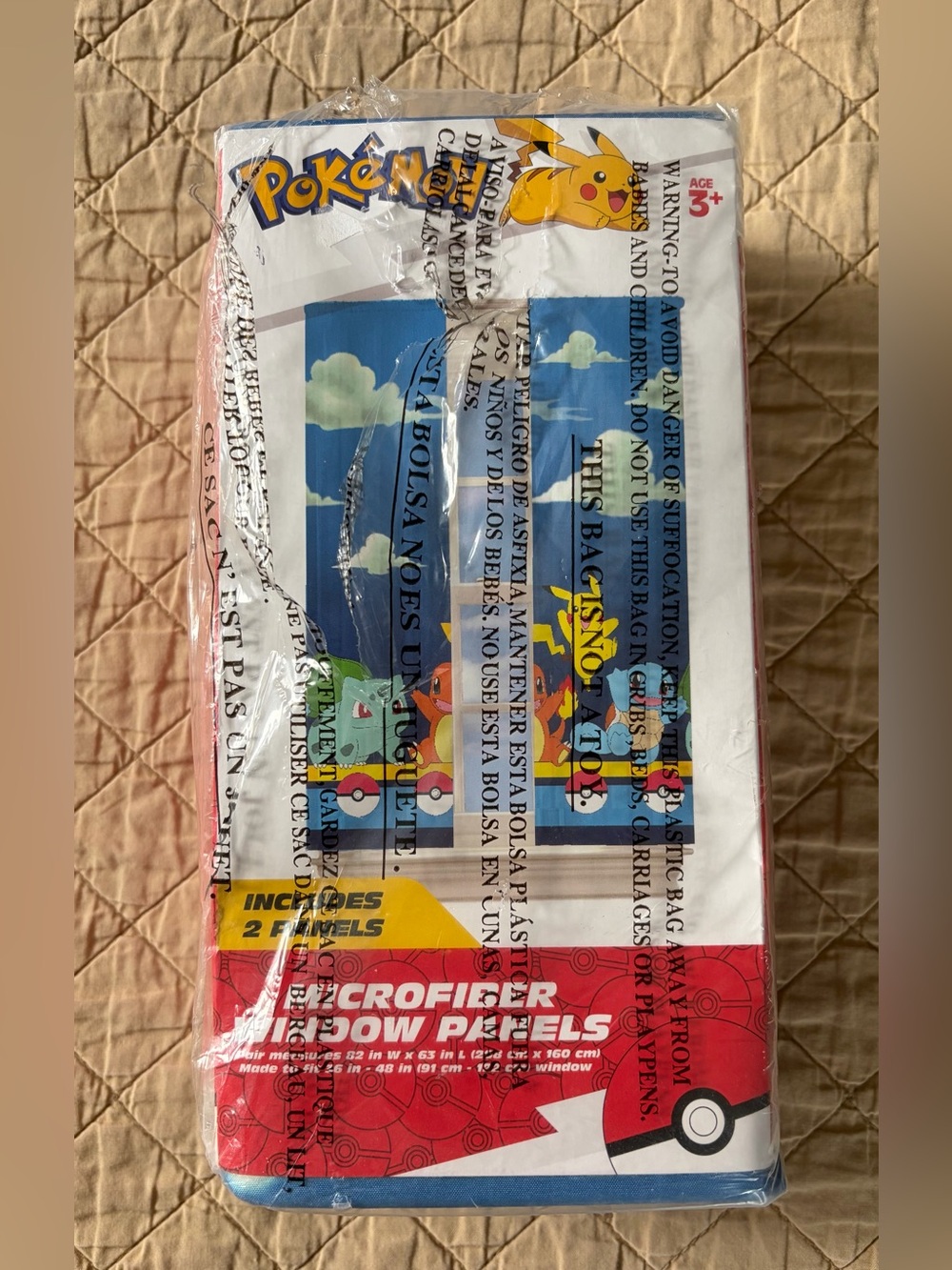 Pokemon Microfiber Curtain Panels 82x63 Pikachu Starters 2 Panel Set New